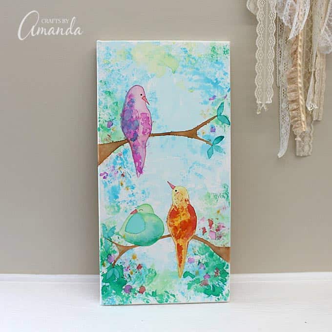 Bleeding Tissue Paper Birds on Canvas: Wall Art - Crafts by Amanda